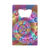 美しいレインボーカラー抽象芸術フラクタルアート クレジットカード栓抜き (裏面)