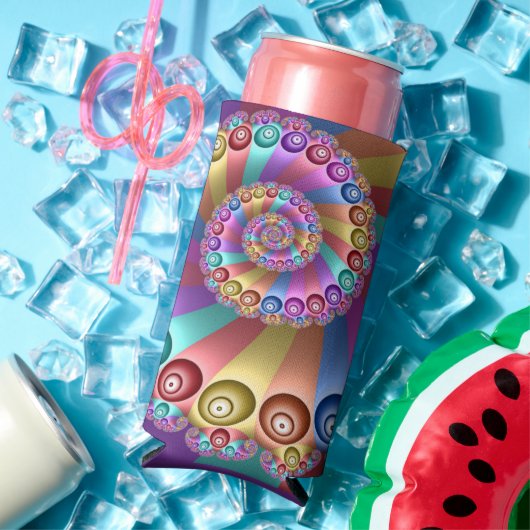 美しいレインボーカラー抽象芸術フラクタルアート スリム缶クーラー (インサイチュ 夏)