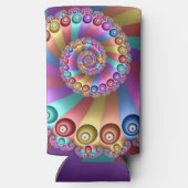 美しいレインボーカラー抽象芸術フラクタルアート スリム缶クーラー (裏面)