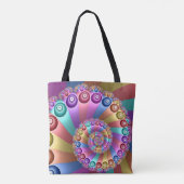 美しいレインボーカラー抽象芸術フラクタルアート トートバッグ (裏面)