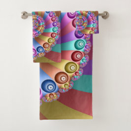 美しいレインボーカラー抽象芸術フラクタルアート バスタオルセット