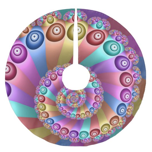 美しいレインボーカラー抽象芸術フラクタルアート ブラッシュドポリエステルツリースカート (正面)