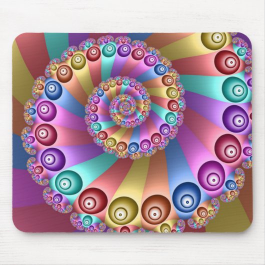 美しいレインボーカラー抽象芸術フラクタルアート マウスパッド (正面)