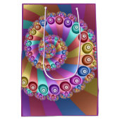 美しいレインボーカラー抽象芸術フラクタルアート ミディアムペーパーバッグ (裏面)