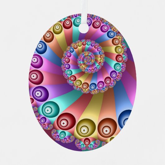 美しいレインボーカラー抽象芸術フラクタルアート メタルオーナメント (正面)