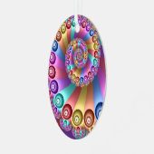 美しいレインボーカラー抽象芸術フラクタルアート メタルオーナメント (正面左)