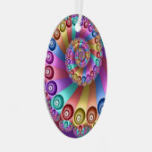 美しいレインボーカラー抽象芸術フラクタルアート メタルオーナメント (正面右)