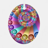 美しいレインボーカラー抽象芸術フラクタルアート メタルオーナメント (裏面)