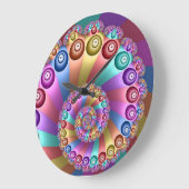 美しいレインボーカラー抽象芸術フラクタルアート ラージ壁時計 (傾斜)