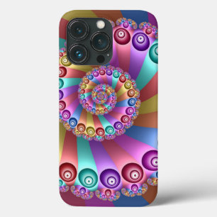 美しいレインボーカラー抽象芸術フラクタルアート iPhone 13 PROケース