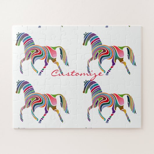 美しいレインボーカラー馬サンダー_コーブ ジグソーパズル (横)