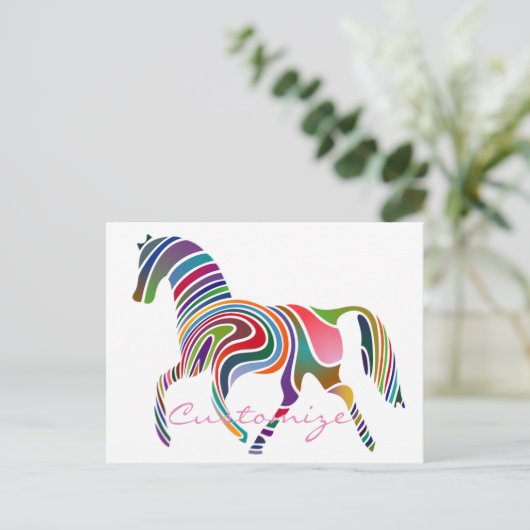 美しいレインボーカラー馬サンダー_コーブ ポストカード (スタンド正面)