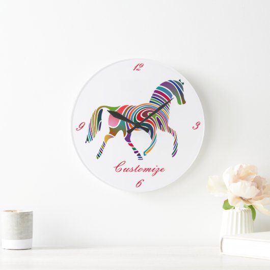 美しいレインボーカラー馬サンダー_コーブ ラージ壁時計 (ホーム)