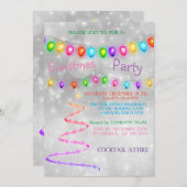 美しいレインボークールクリスマスツリー招待状 招待状 (正面/裏面)