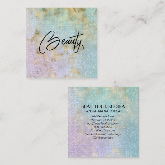 *~*美しいレインボーグライマー金ゴールド名刺 スクエア名刺 (正面/裏面)