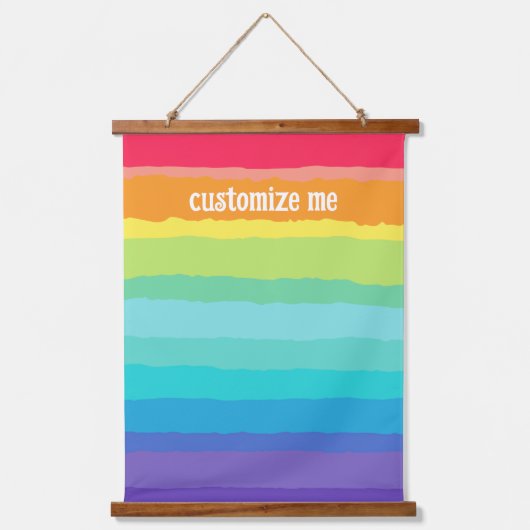 美しいレインボーパーソナライズされた芸術的ゲイプライド 吊り下げ型タペストリー (正面)