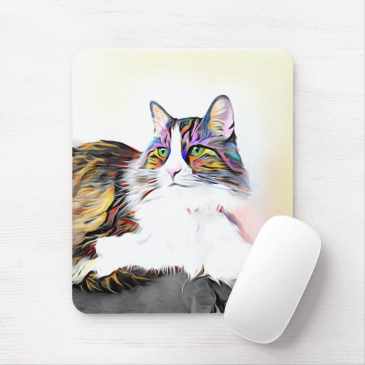 美しいレインボーファーを持つ猫 マウスパッド (マウス)