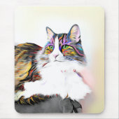 美しいレインボーファーを持つ猫 マウスパッド (正面)