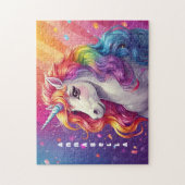 美しいレインボーマネユニコーンパーソナライズされた ジグソーパズル (縦)