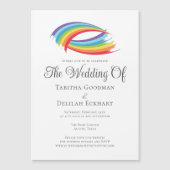 美しいレインボー抽象芸術結婚LGBTQ マグネット招待状 (正面)