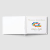 美しいレインボー結婚の金箔スクリプト ゲストブック (全面)