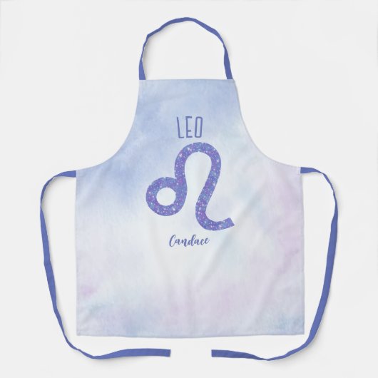 美しいレオ星占いサインパーソナライズされたパープル エプロン (正面)