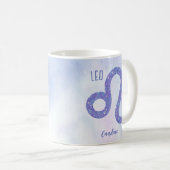 美しいレオ星占いサインパーソナライズされたパープル コーヒーマグカップ (正面右)
