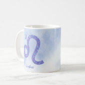 美しいレオ星占いサインパーソナライズされたパープル コーヒーマグカップ (正面左)