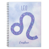 美しいレオ星占いサインパーソナライズされたパープル ノートブック (正面)