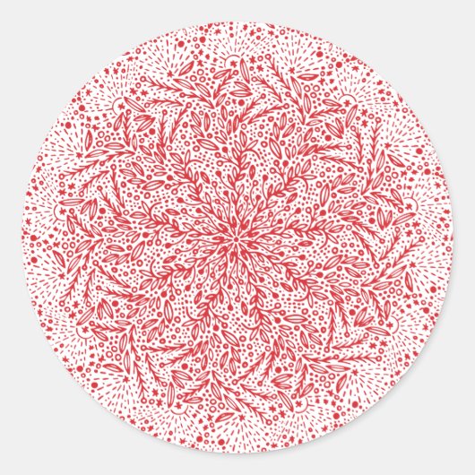 美しいレッドスタークリスマスホリデースタンプ ラウンドシール (正面)