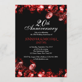 美しいレッドダイヤモンドの結婚記念日招待状 招待状