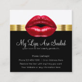 美しいレッドリップクラッシーゴールドフォイルルック スクエア名刺 (正面)