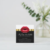 美しいレッドリップクラッシーゴールドフォイルルック スクエア名刺 (スタンド正面)