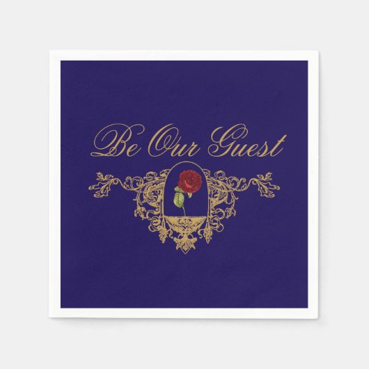 美しいレッドローズ スタンダードカクテルナプキン (正面)