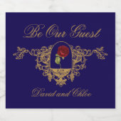 美しいレッドローズ スパークリングワインラベル (シングルラベル)