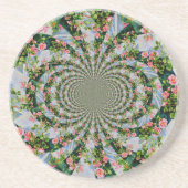 美しいレトロなピンクの赤いバラの水色フローラ コースター (正面)