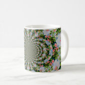 美しいレトロなピンクの赤いバラの水色フローラ コーヒーマグカップ (正面右)