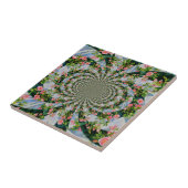 美しいレトロなピンクの赤いバラの水色フローラ タイル (側面)