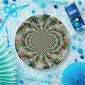 美しいレトロなピンクの赤いバラの水色フローラ ペーパープレート (パーティー)