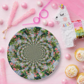 美しいレトロなピンクの赤いバラの水色フローラ ペーパープレート (パーティー)