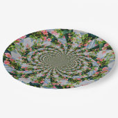 美しいレトロなピンクの赤いバラの水色フローラ ペーパープレート (アングル)