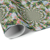 美しいレトロなピンクの赤いバラの水色フローラ ラッピングペーパー (ロールコーナー)