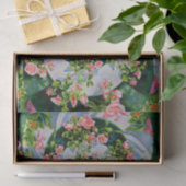 美しいレトロなピンクの赤いバラの水色フローラ 薄葉紙 (ギフト)