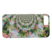 美しいレトロなピンクの赤いバラの水色フローラ Case-Mate iPhoneケース (裏面(横))