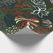 美しいレトロな手描き花、トロピカルパーム ラッピングペーパー (角)