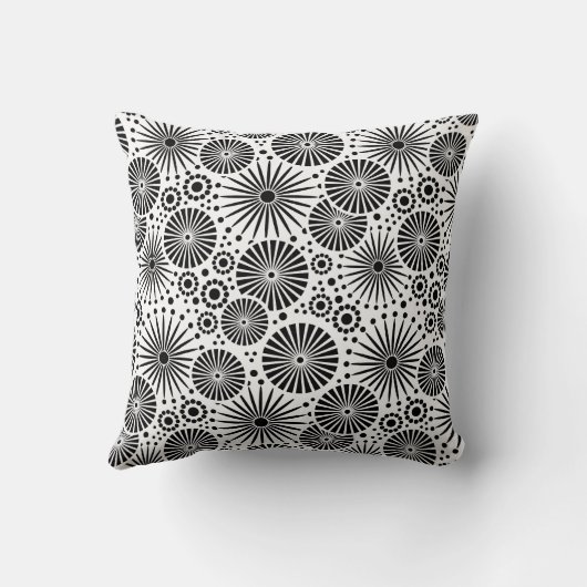 美しいレトロな黒と白の枕 クッション (裏面)