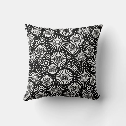 美しいレトロな黒と白の枕 クッション (裏面)