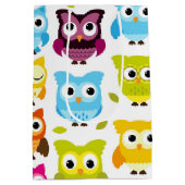 美しいレトロのフクロウ ミディアムペーパーバッグ (裏面)