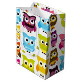 美しいレトロのフクロウ ミディアムペーパーバッグ (裏面アングル)