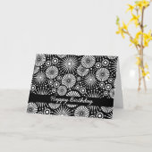 美しいレトロの白黒バースデー・カード カード (黄色い花)